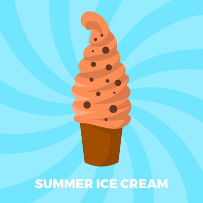 Flat Ice Cream Summer Vector Illustration