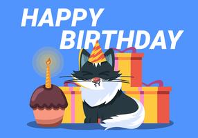 Feliz cumpleaños animal gato vector