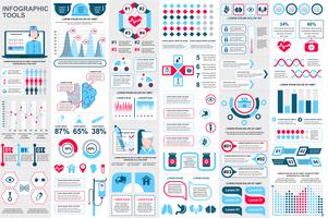 Plantilla de diseño de vector de visualización de datos de elementos infografía médica Se puede utilizar para pasos, opciones, flujo de trabajo, diagrama, concepto de diagrama de flujo, línea de tiempo, iconos de atención médica, investigación, gráficos d