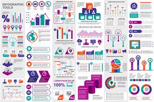 Infografía elementos de visualización de datos vector diseño de plantilla. Puede usarse para pasos, opciones, procesos de negocio, flujo de trabajo, diagrama, concepto de diagrama de flujo, línea de tiempo, iconos de marketing, gráficos de información.