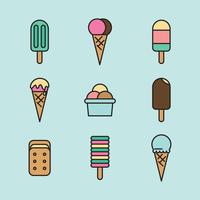 Outlined Cute Ice Creams vector