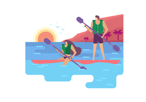 Summertime Activity At Beach Vector Flat Illustration