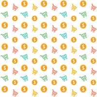 Vector Seamless Shopping Cart With Gold Coins Style Pattern