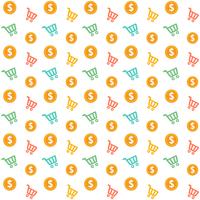 Vector Seamless Shopping Cart With Gold Coins Style Pattern