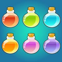 Bottles of magic potions set vector