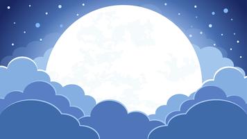 Colorido del fondo del cielo nocturno con nubes y luz de la luna. vector