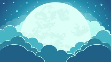 Colorido del fondo del cielo nocturno con nubes y luz de la luna. vector