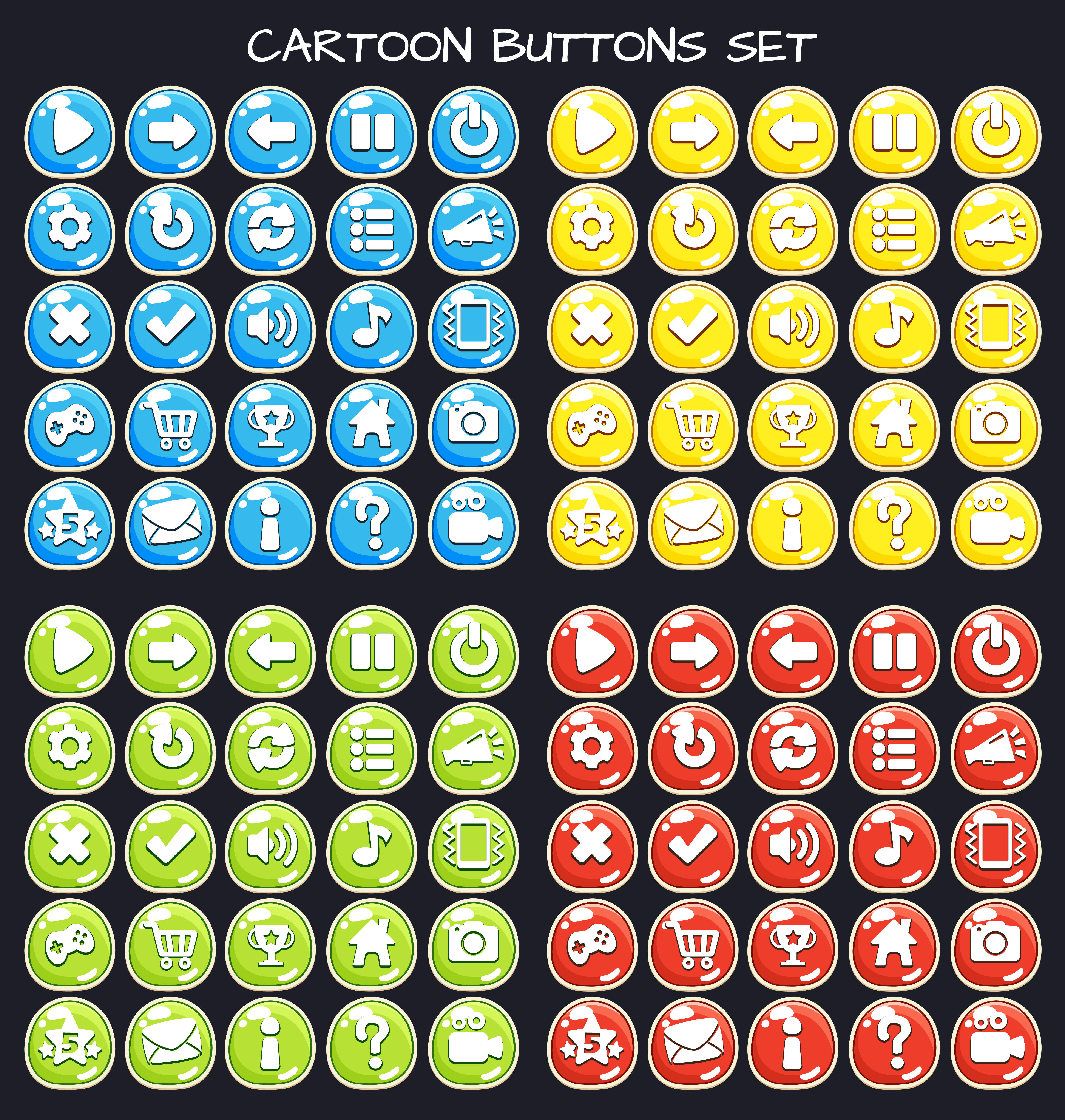 Cartoon Button Set Game Pack Gui Element For Mobile Game