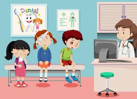 Children in medical clinic vector