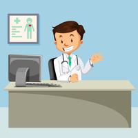 A doctor at clinic background vector