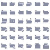 File and Folder vector icon set, solid style