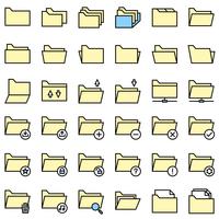 File and Folder icon set, filled editable outline vector