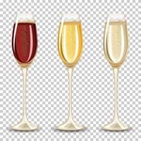 Set of different drink in the glass vector