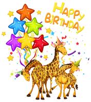 Giraffe on birthday template vector