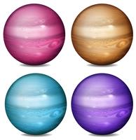 Set of colored planets vector