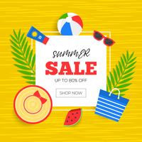 Summer time, Summer beach background vector illustration