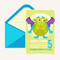 Vector Cute Monster Birthday Party Invitation