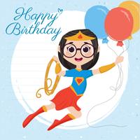 Vector Superhero Happy Birthday Card
