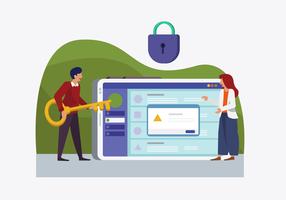 Cyber Security Checking Vector Flat illustration