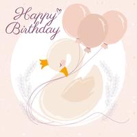 Vector Swan Happy Birthday Card