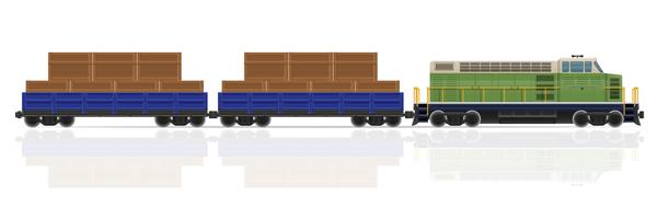 railway train with locomotive and wagons vector illustration