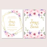 Cute Wedding Invitation Template With Flowers vector