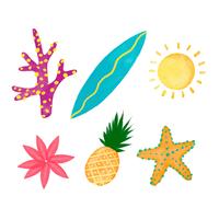 Cute Watercolor Summer Elements Collection vector