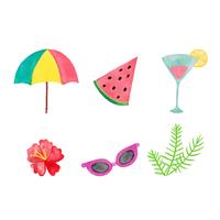 Watercolor Summer Elements Collection vector