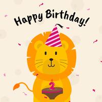 Birthday Greetings with Animals Vector Illustration