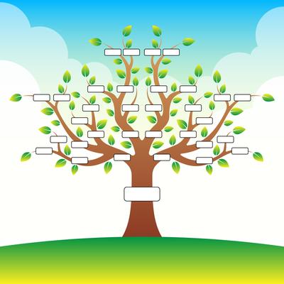 Family Tree Template With Place For Text On Cloud Background