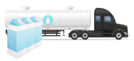 truck semi trailer delivery and transportation of milk concept vector illustration