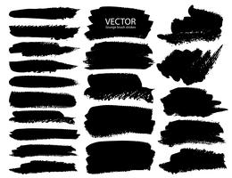 Conjunto de trazos de pincel, pinceladas grunge tinta negra. Ilustracion vectorial vector