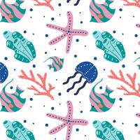 Cute Coral Sea Pattern Vector