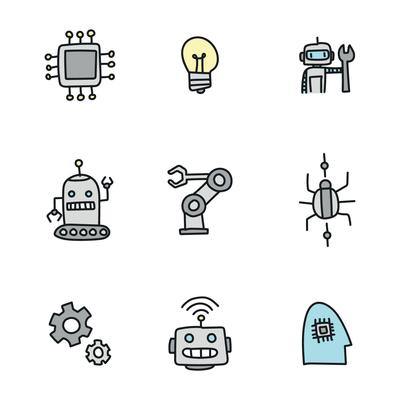 Doodled Robotic Icons