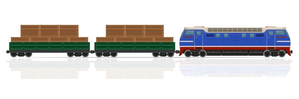 railway train with locomotive and wagons vector illustration