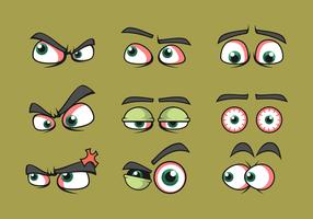 Green Cartoon Eyes Vector