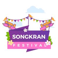 Flat Colourful Songkran Festival Vector Poster Illustration