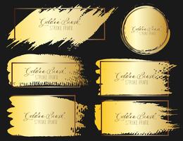 Set of brush stroke frame, Gold grunge brush strokes. Vector illustration.	