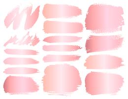 Set of brush stroke, Pink gold grunge brush strokes. Vector illustration.	
