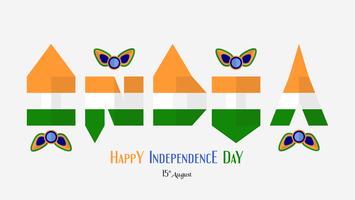 Feliz día de la independencia del país de la India y la gente india con elementos de pavo real. Diseño de la ilustración del vector aislado en el fondo blanco.