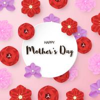 Template design for happy mother's day. Vector illustration in paper cut and craft style. Decoration background with flowers for invitation, cover, banner, advertisement.