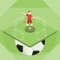 Soccer player kick the ball on the sport field. Vector design for banner.