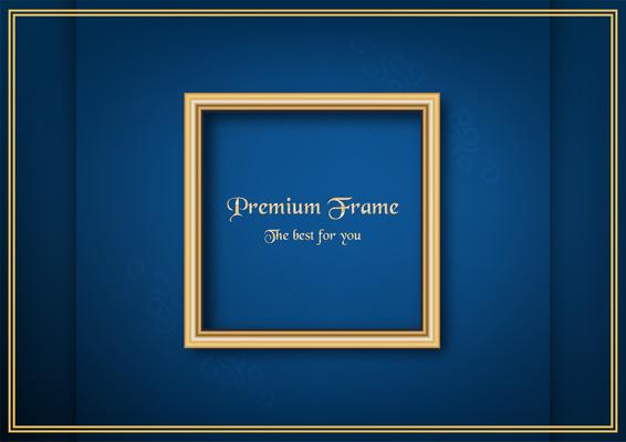 Golden classic frame on blue gradient background.