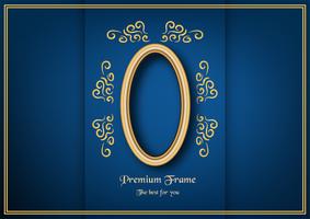 Golden classic frame on blue gradient background. vector