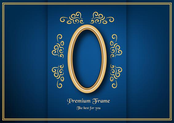 Golden classic frame on blue gradient background.