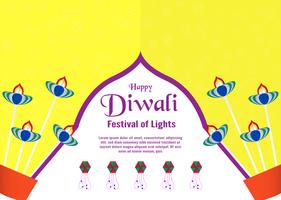 Invitation background for Diwali, festival of lights of Hindu. Vector illustration design in paper cut and craft style.