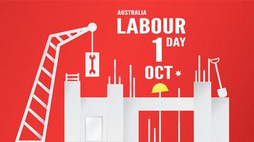 Banner background for Labour day, Austratlia, in 1 october. Vector illustration in paper cut and digital craft.