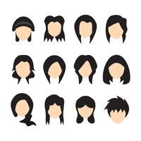 Ejemplo del vector de los estilos de pelo para las mujeres. Diseño plano.