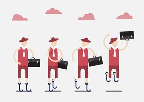 Character design of disable person that is business man with red cloth and cloud. vector