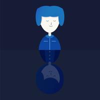 Character of love couple. Vector design in gradient flat style isolated on dark blue background.